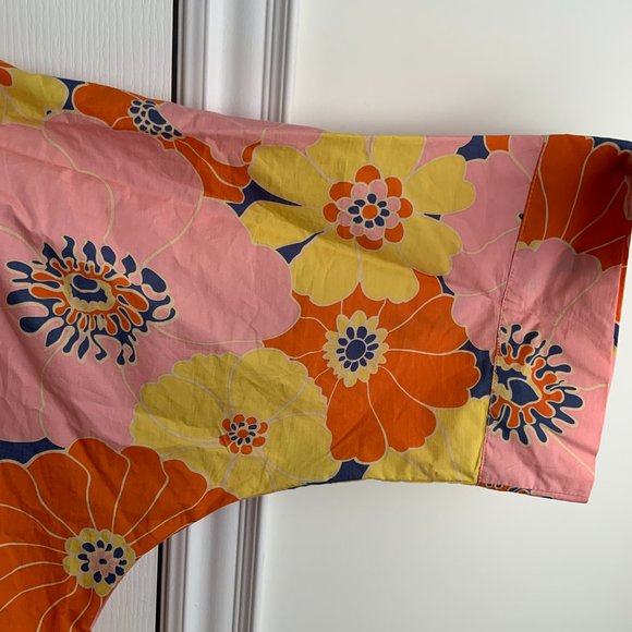 Zara Cotton Floral Print Oversized Shirt With Matching Bucket Hat Size XS - Picture 9 of 15